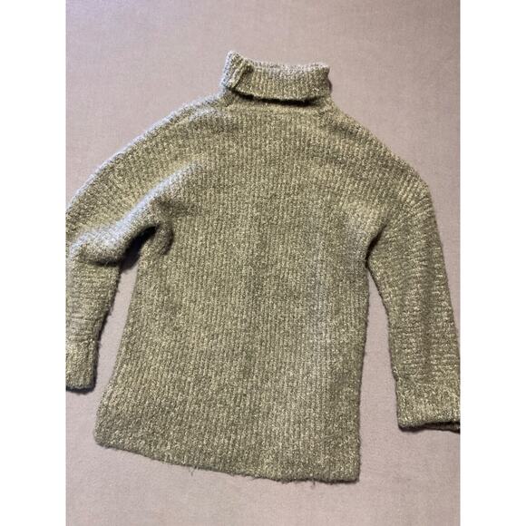 Express Womens Oversize Large Cowl Neck Tunic Sweater Green Chunky Cozy Soft - Picture 5 of 6